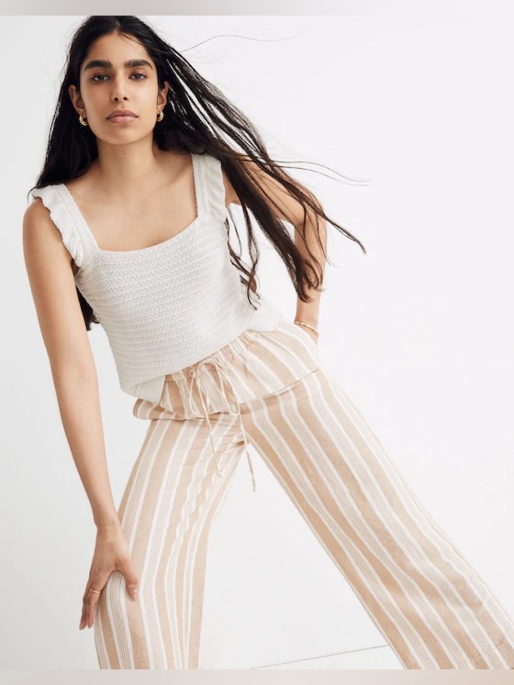Madewell Crocheted Ruffle-Strap Sweater Tank